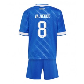 Lacne Dětský Futbalové dres Real Madrid Federico Valverde #8 2025-26 Krátky Rukáv - Tretina (+ trenírky)